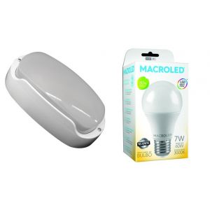 TORTUGA EXTERIOR BLANCO STAR BOX + LAMPARA 7W CALIDA E27 MACROLED - Vista 1