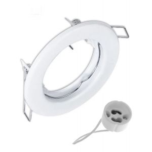 SPOT ARO DE METAL DE EMBUTIR DICROICA GU10 FIJO  BLANCO MACROLED + ZOCALO GU10 DIAMETRO 8
