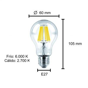 LAMPARA BULBO FILAMENTO LED 8W E27 MACROLED - Vista 4