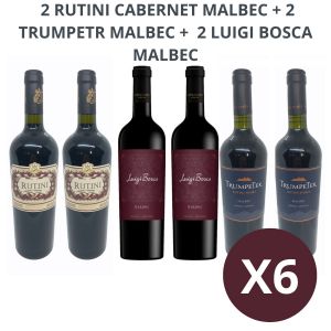 VINO 2 RUTINI CABERNET MALBEC + 2 TRUMPETER MALBEC +  2 LUIGI BOSCA MALBEC - Vista 1