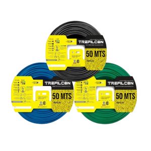 CABLE UNIPOLAR 1.5 MM TREFILCON X 50M PACK X 3 COLORES (NEGRO- CELESTE - VERDE/AMARILLO)