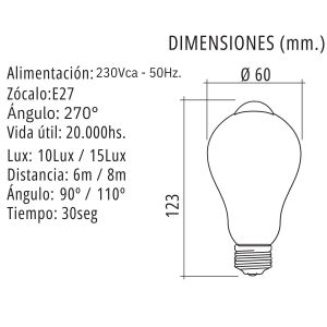 LAMPARAS LED ESPECIALES FOTOCELULA Y SENSOR DE MOVIMIENTO - 10W LUZ DIA TBCIN - Vista 3