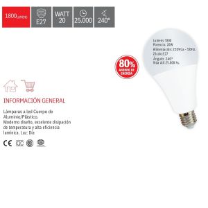LAMPARA LED BULBO 20W LUZ DIA TBCIN - Vista 2