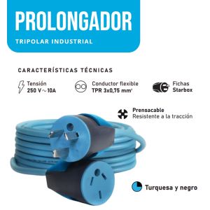 ALARGUE PROLONGADOR 3X0.75MM DE 3 MTS STAR BOX - Vista 2