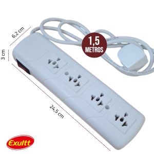 PROLONGADOR ZAPATILLA 4 TOMAS MULTINORMA C/CABLE 1.5 MTS EXULTT - Vista 3