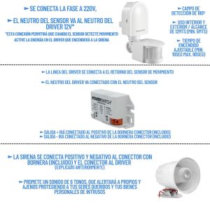 KIT ALARMA C/ SIRENA CON SENSOR DE MOVIMIENTO COLOR BLANCO - Vista 1