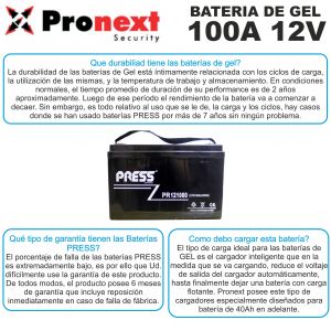 BATERIA DE GEL DE 12V 100 AH PRESS - Vista 2