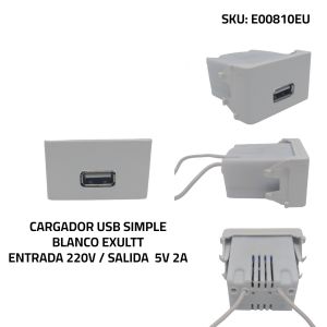 CARGADOR USB 5V 2 AMPER SIMPLE EXULTT URBANA - Vista 1