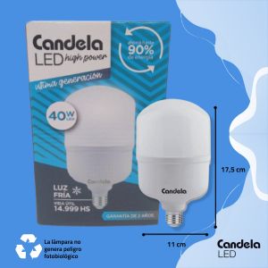 LAMPARA LED HIGH POWER 40W FRIA CANDELA - Vista 4