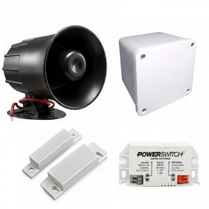 KIT ALARMA C/ SIRENA CON MAGNETICO DE PUERTA COLOR NEGRO