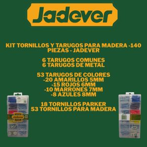 KIT TORNILLOS Y TARUGOS PARA MADERA -140 PIEZAS - JADEVER - Vista 2