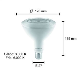 LAMPARA PAR 38 LED 20W E27 LUZ CALIDA MACROLED - Vista 3