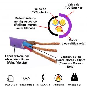 CABLE SUBTERRANEO 3X10 MM X METRO CONDUELEC - Vista 1