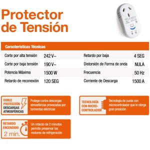 PROTECTOR DE TENSION 1500W HELADERA STAND BY - Vista 1