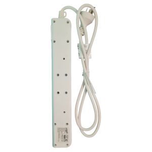 PROLONGADOR MULTIPLE 5 TOMAS BLANCO CON CABLE 3 MTS C/ PROTECTOR TERMICO - Vista 1