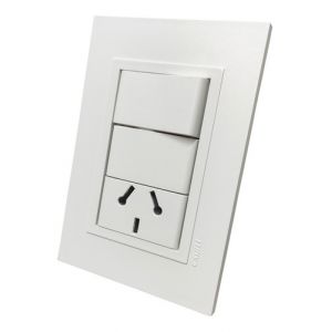 PACK 50 SET ARMADO  1 INTERRUPTOR 1 TOMACORRIENTE 10A (1 PUNTO Y TOMA) ESPECIAL LINEA URBANA EXULTT - Vista 1