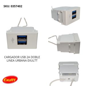 MODULO 1 CARGADOR USB 2A DOBLE CONECTOR LINEA URBANA EXULTT - Vista 1