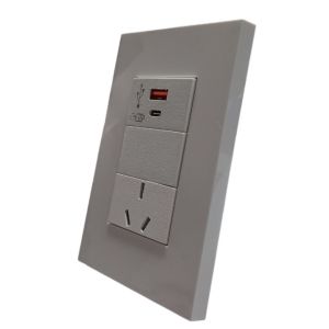 LLAVE TOMA 10A Y USB A/ USB CCARGA RAPIDA JELUZ PLATINUM BLANCO - Vista 1