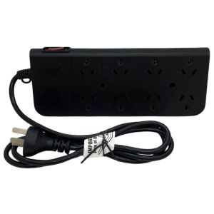PROLONGADOR MULTIPLE 8 TOMAS NEGRO CON CABLE 1.5 C/ PROTECTOR TERMICO - Vista 1
