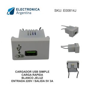 CARGADOR USB JELUZ VERONA 5V 3A (CARGA RAPIDA) SIMPLE BLANCO - Vista 1