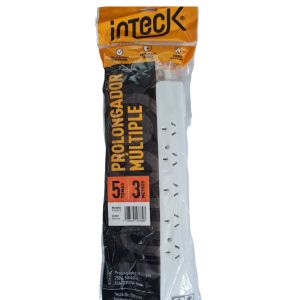 PROLONGADOR MULTIPLE 5 TOMAS BLANCO CON CABLE 3 MTS C/ PROTECTOR TERMICO - Vista 5