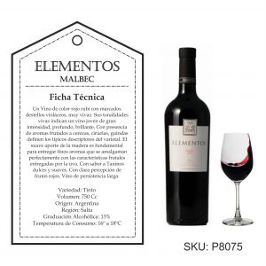 VINO ELEMENTOS MALBEC 750 CC - Vista 1