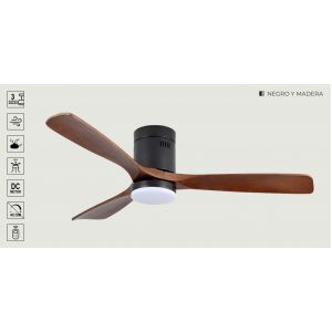 VENTILADOR DE TECHO NEGRO Y MADERA 301B CON LUZ 52” MOTOR DE ALTA EFICIENCIA LEUK - Vista 1