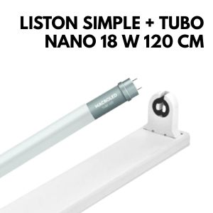 LISTON SIMPLE + 1 TUBO NANO 18 W 120 CM CALIDO - Vista 1