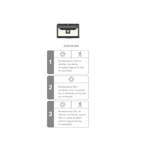 ARTEFACTO SOLAR DE PARED 5W CON SENSOR DE MOVIMIENTO 2 FUNCIONES IP65 MACROLED - Vista 5