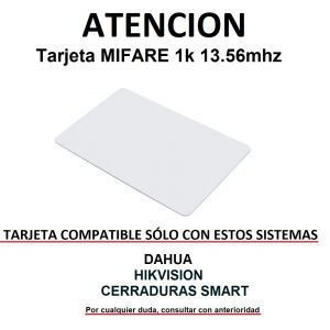 TARJETA MIFARE PARA SISTEMAS HIKVISION, CERRADURAS SMART, Y OTROS - Vista 2