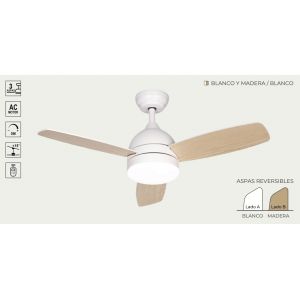 VENTILADOR DE TECHO BLANCO Y MADERA 422C CON LUZ 42” MOTOR DE ALTA EFICIENCIA LEUK - Vista 1