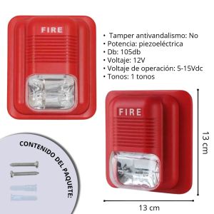 ALARMA EVACUACIÓN INCENDIO SMART WIFI CON SIRENA STROBE - Vista 2