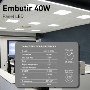 PANEL LED RECTANGULAR 40W 1195X295 MM MACROLED - Vista 3