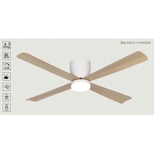VENTILADOR DE TECHO BLANCO Y MADERA 484B CON LUZ 48” MOTOR DE ALTA EFICIENCIA LEUK - Vista 1