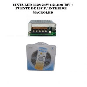CINTA LED 3528 24W CALIDO 12V + FUENTE DE 12V P / INTERIOR MACROLED - Vista 1