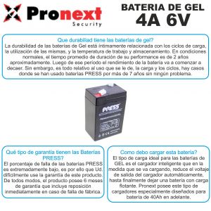 BATERIA DE GEL PRESS DE 6V 4A - Vista 2