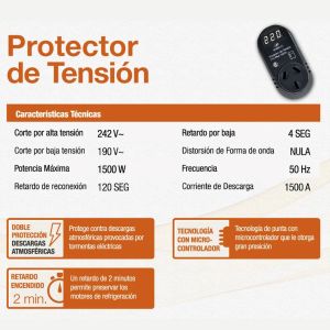 PROTECTOR DE TENSION 1500W HELADERA C/VOLTIMETRO STAND BY - Vista 3