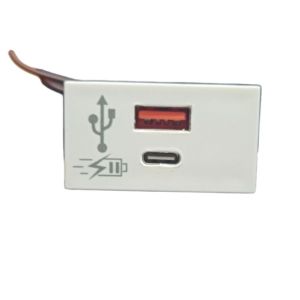 CARGADOR USB SICA HABITAT / RICHI DOBLE CONECTOR USB "C" + USB "A" 5V 3A (CARGA RAPIDA) BLANCO - Vista 1