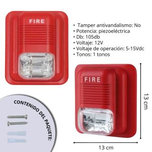 ALARMA EVACUACIÓN INCENDIO CON SIRENA STROBE Y PULSADOR - Vista 3