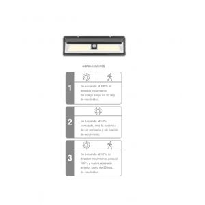 ARTEFACTO SOLAR DE PARED 10W CON SENSOR DE MOVIMIENTO 2 FUNCIONES IP65 MACROLED - Vista 3