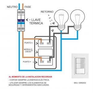 SET ARMADO  2 INTERRUPTORES (2 PUNTOS) LINEA URBANA EXULTT - Vista 1