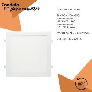 PANEL LED 24W CUADRADO EMBUTIR CANDELA - Vista 4