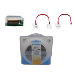 CINTA LED 2835 80W CALIDO 12V + FUENTE DE 12V COMPLETO MACROLED
