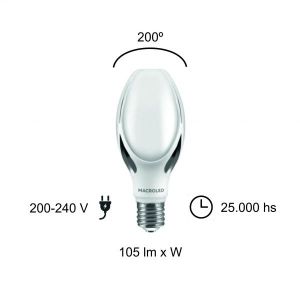 LAMPARA HIGHPOWER LED 40W E40 MAGNOLIA PVC/ALUM MACROLED - Vista 7