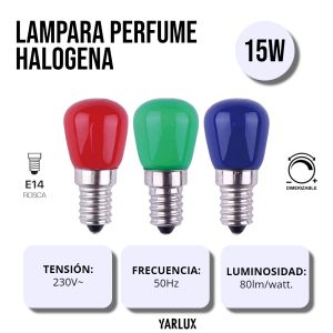LAMPARA PERFUME HALOGENA 15W E14 TRASLUCIDA YARLUX - Vista 3