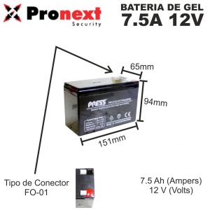 BATERIA DE GEL DE 12V 7.5 AH PRESS - Vista 1