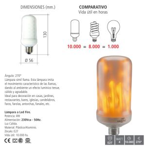 LAMPARA LED 4W FUEGO LLAMA ANTORCHA TBCIN - Vista 1