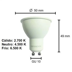 LAMPARA DICROICA LED 7W GU10 DE PVC MACROLED - Vista 6