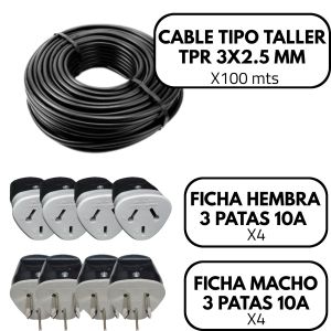 CABLE PARA HACER ALARGUE NEGRO 3X2.5 MM X 100 METROS + FICHAS - Vista 2