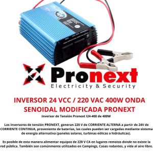 INVERSOR 24 VCC / 220 VAC 400W ONDA SENOIDAL MODIFICADA PRONEXT - Vista 1